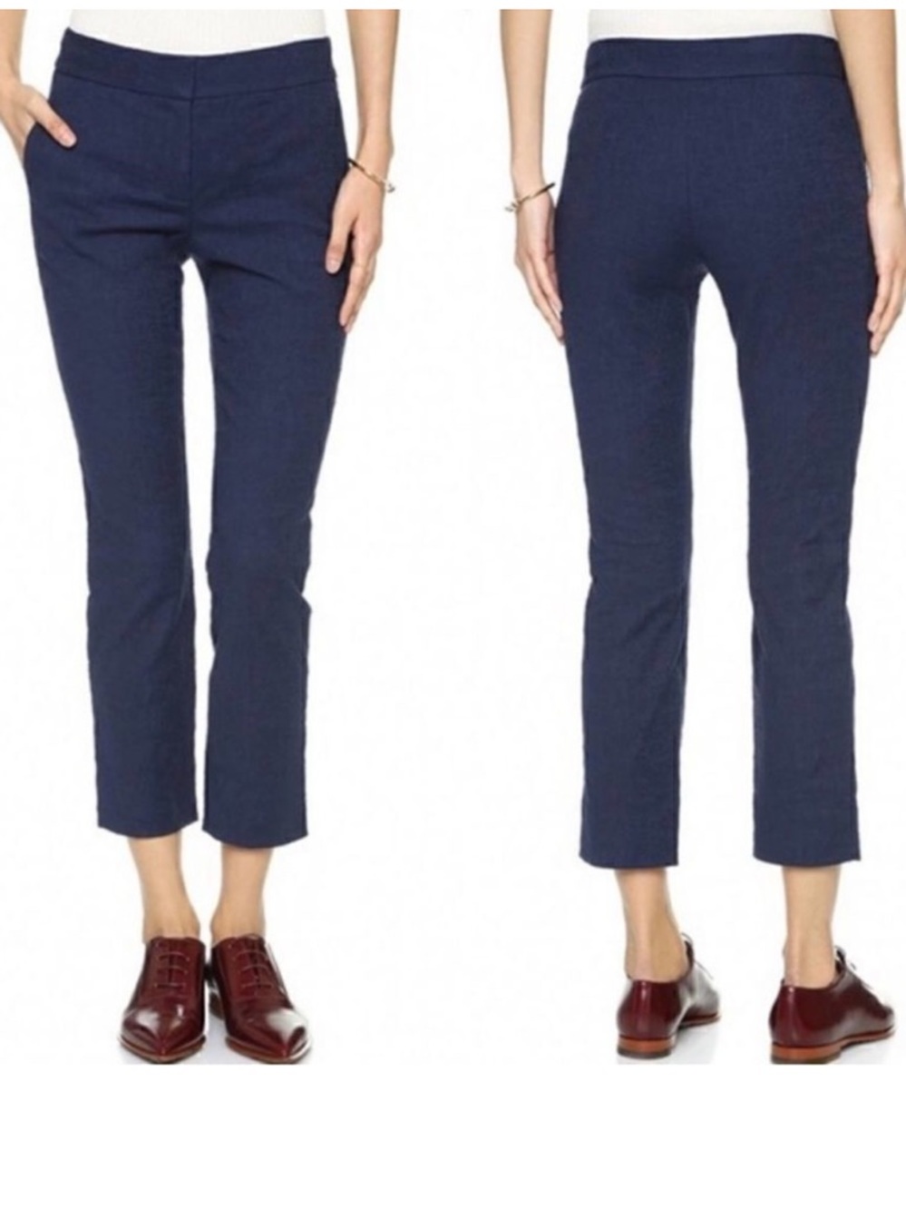 DVF Diane Von Furstenberg Gennifer Two Pants Navy Cropped Straight size 8